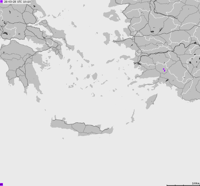 Mapa wyładowań atmosferycznych Grecji