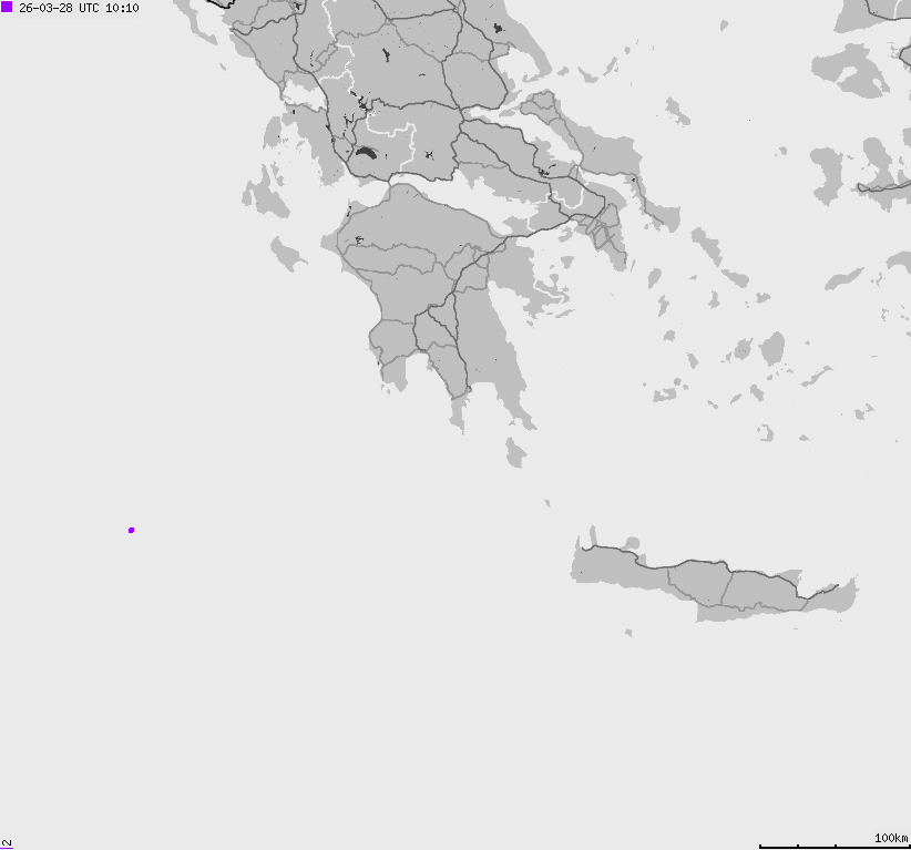 Mapa wyładowań atmosferycznych Grecji