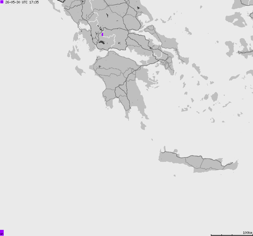 Mapa wyładowań atmosferycznych Grecji