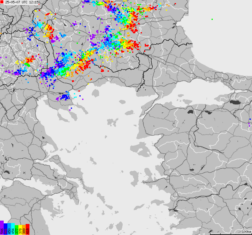 Mapa wyładowań atmosferycznych Grecji