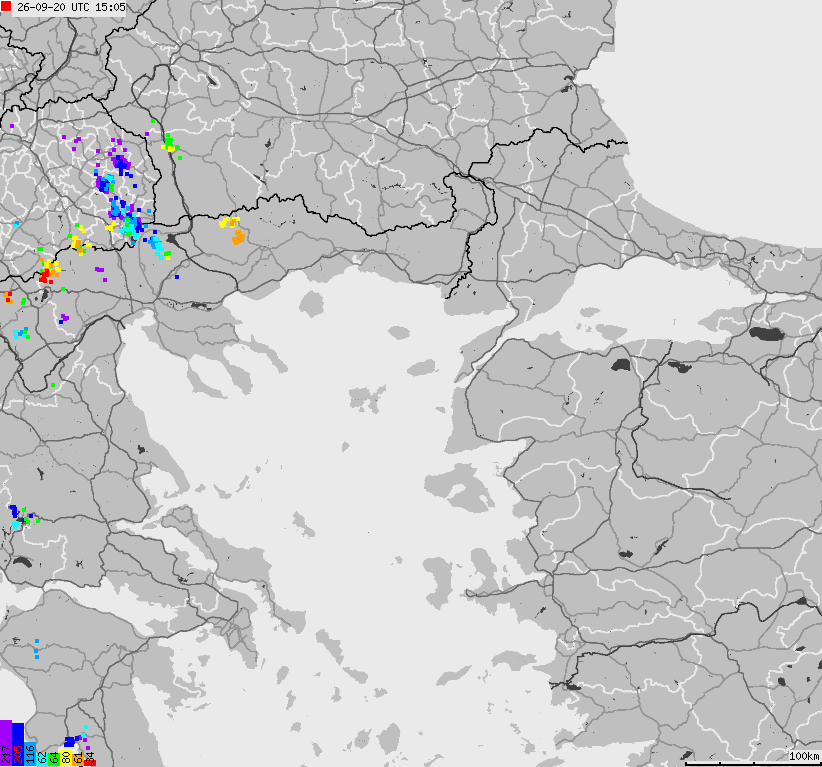 Mapa wyładowań atmosferycznych Grecji
