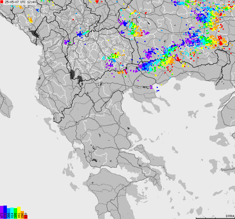 Mapa wyładowań atmosferycznych Grecji