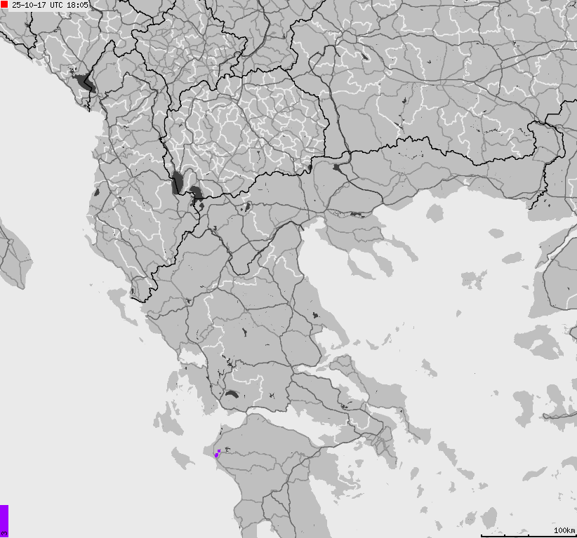 Mapa wyładowań atmosferycznych Grecji