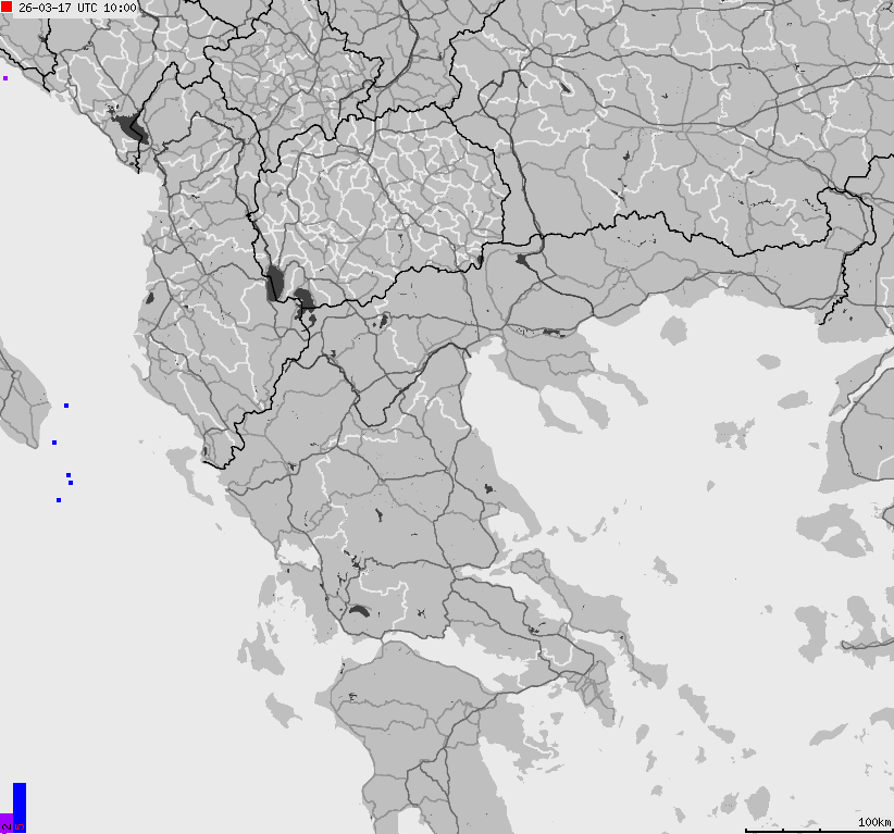 Mapa wyładowań atmosferycznych Grecji