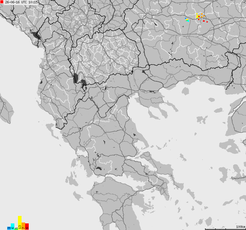 Mapa wyładowań atmosferycznych Grecji