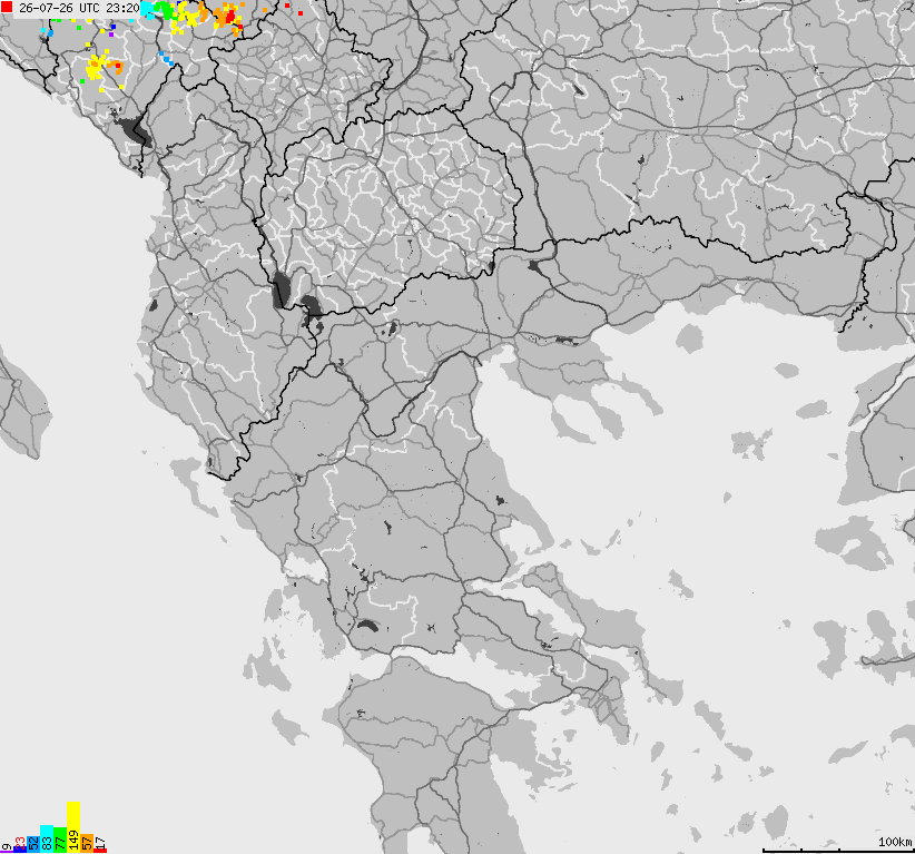 Mapa wyładowań atmosferycznych Grecji