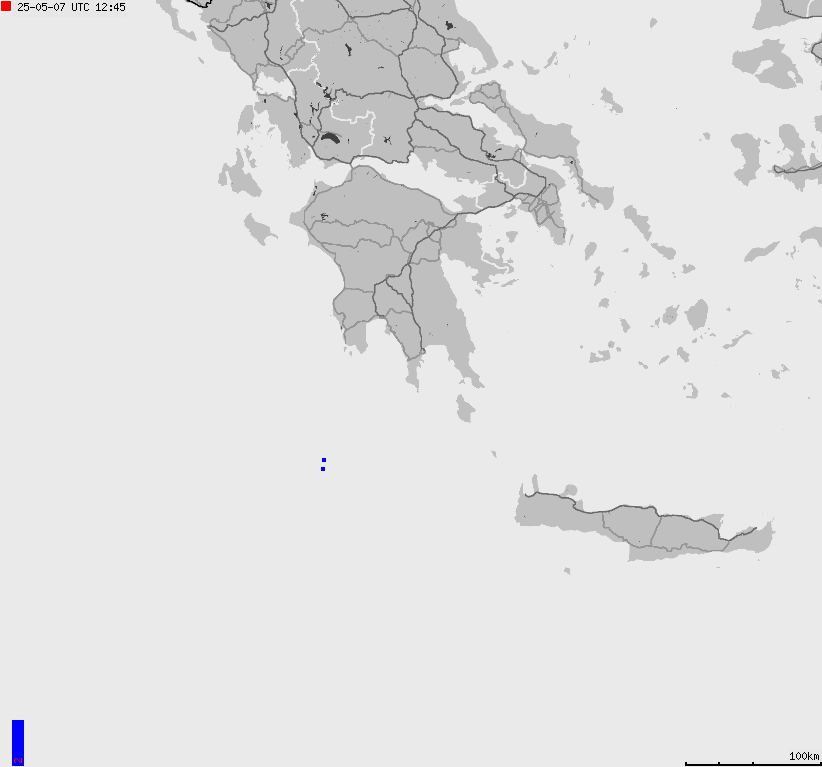 Mapa wyładowań atmosferycznych Grecji