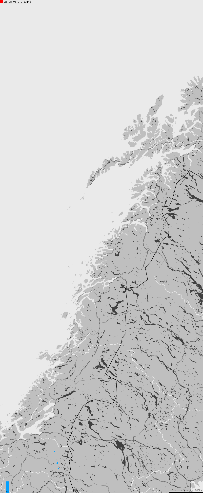 Map of lightnings across Norway
