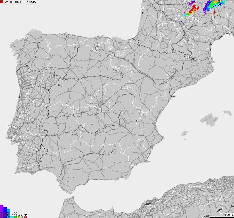 Map of lightnings Spain, Portugal