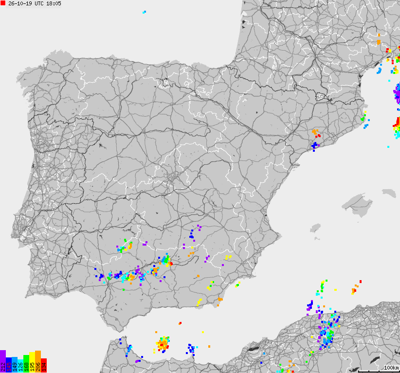Map of lightnings Spain, Portugal