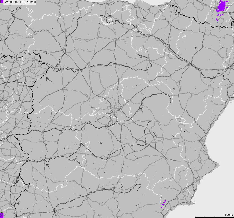 Map of lightnings Spain, Portugal