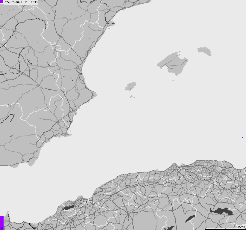 Map of lightnings Spain, Portugal