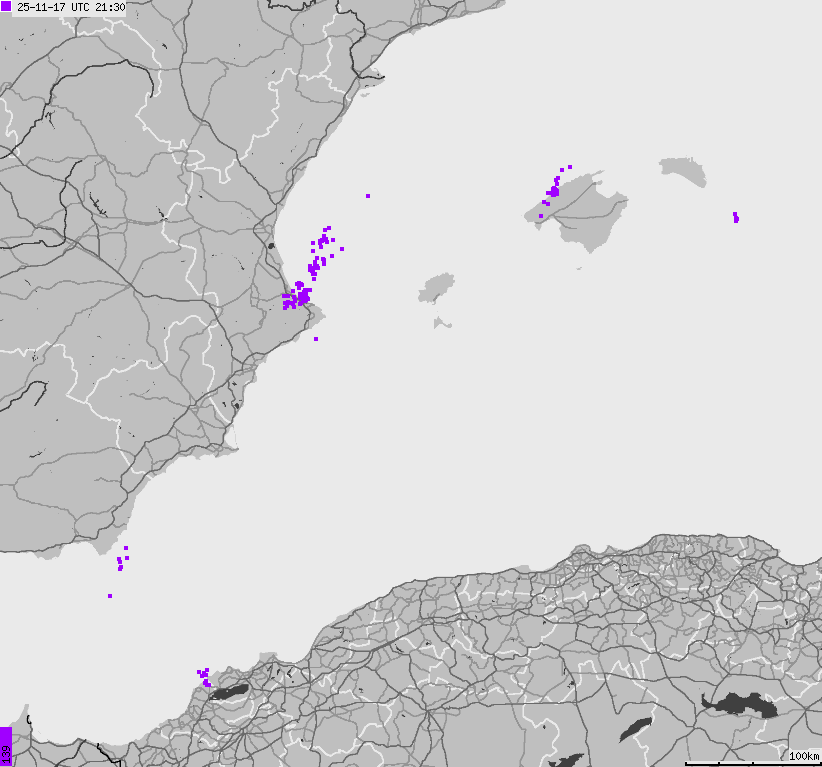 Map of lightnings Spain, Portugal