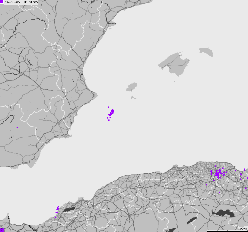 Map of lightnings Spain, Portugal