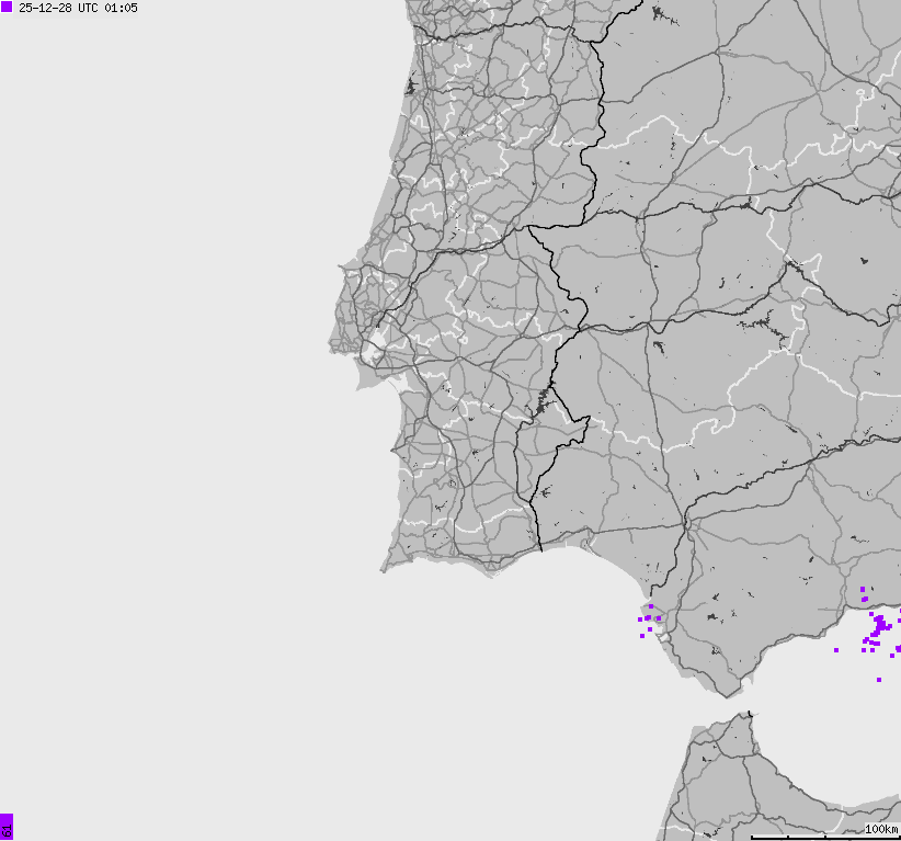 Map of lightnings Spain, Portugal