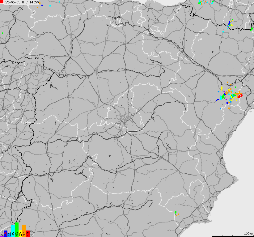 Map of lightnings Spain, Portugal
