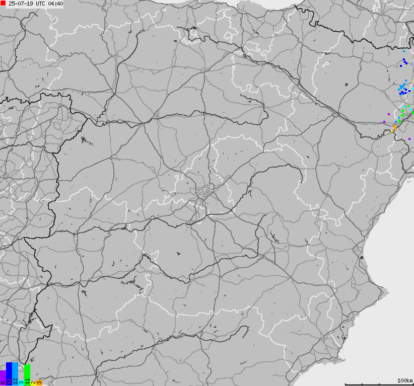 Map of lightnings Spain, Portugal