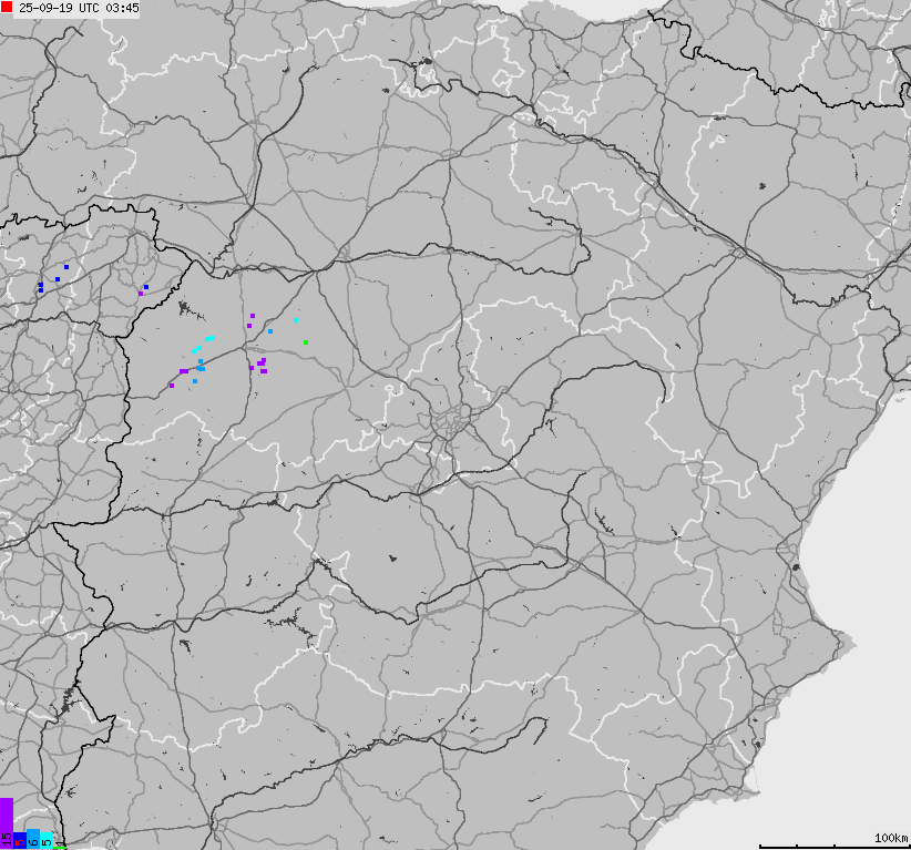 Map of lightnings Spain, Portugal