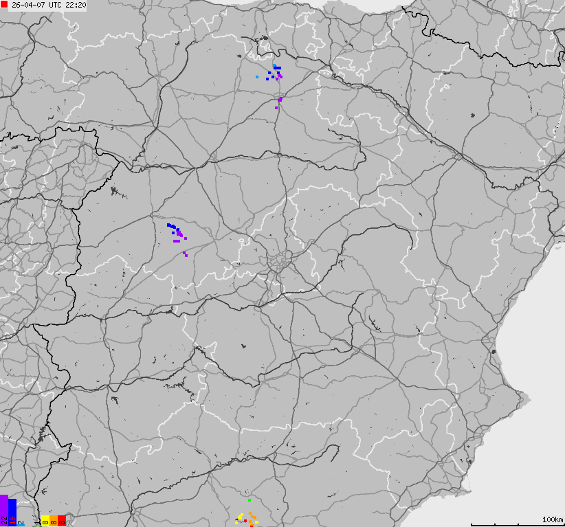 Map of lightnings Spain, Portugal