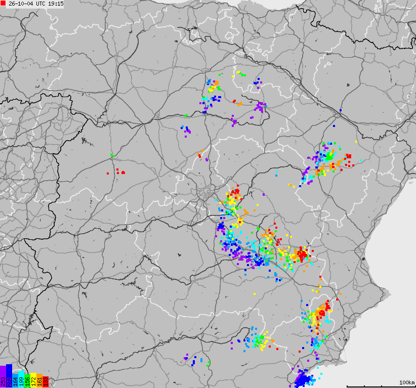 Map of lightnings Spain, Portugal
