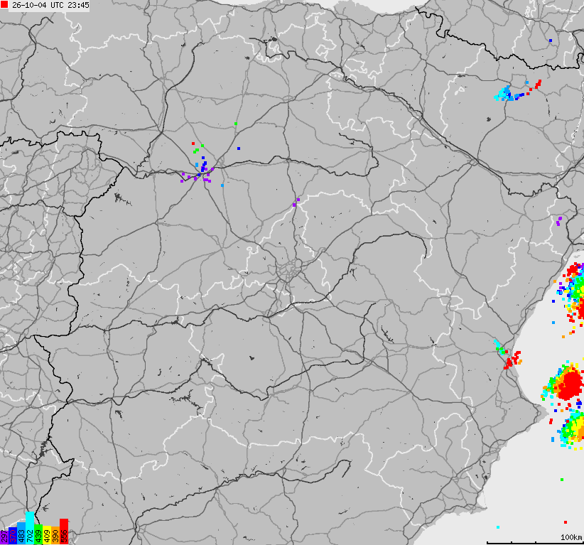 Map of lightnings Spain, Portugal