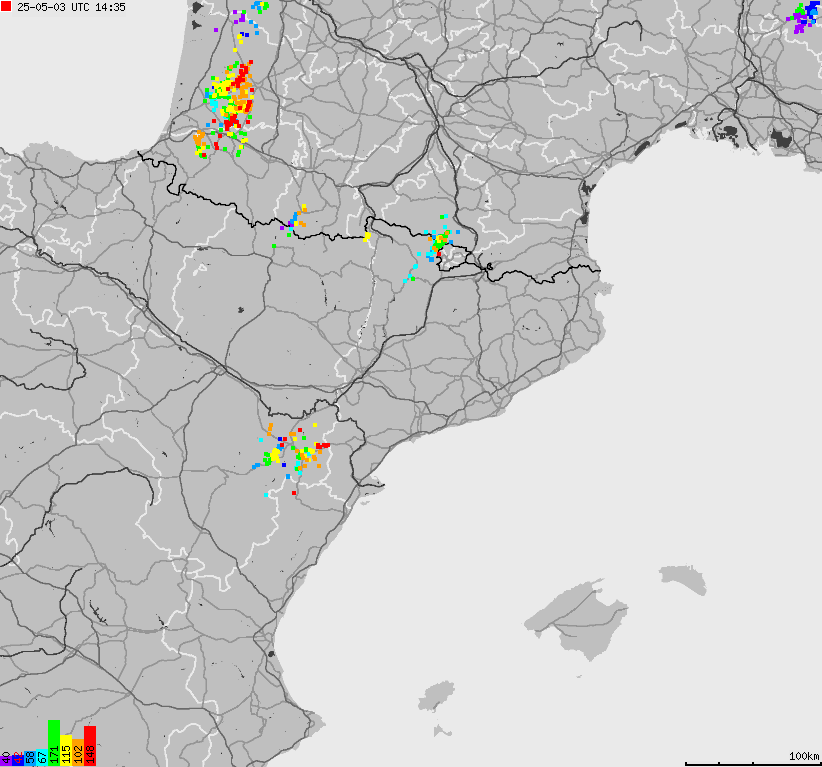 Map of lightnings Spain, Portugal