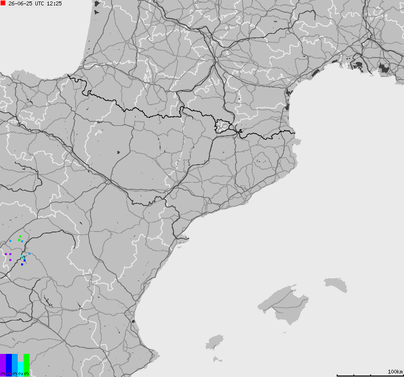 Map of lightnings Spain, Portugal
