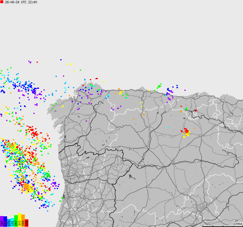 Map of lightnings Spain, Portugal