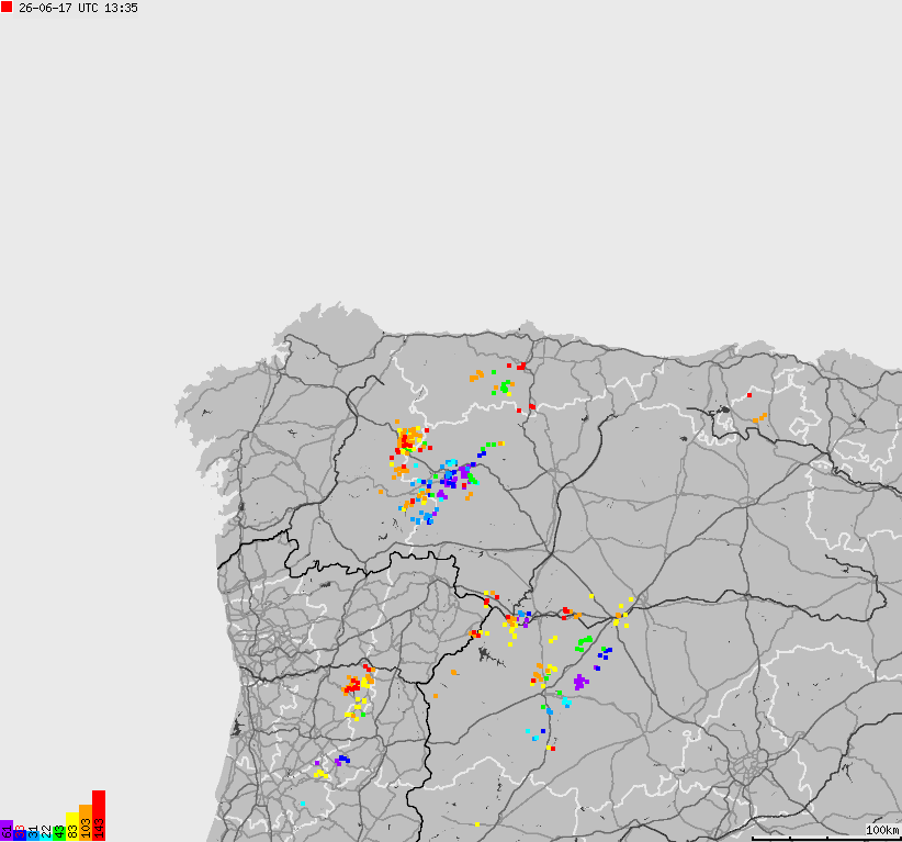 Map of lightnings Spain, Portugal