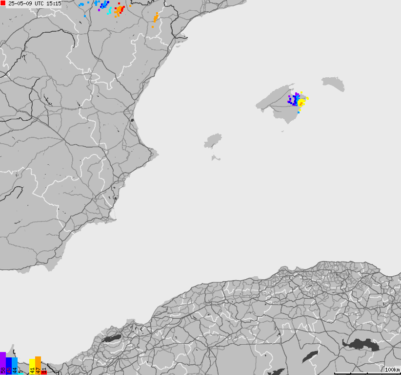Map of lightnings Spain, Portugal