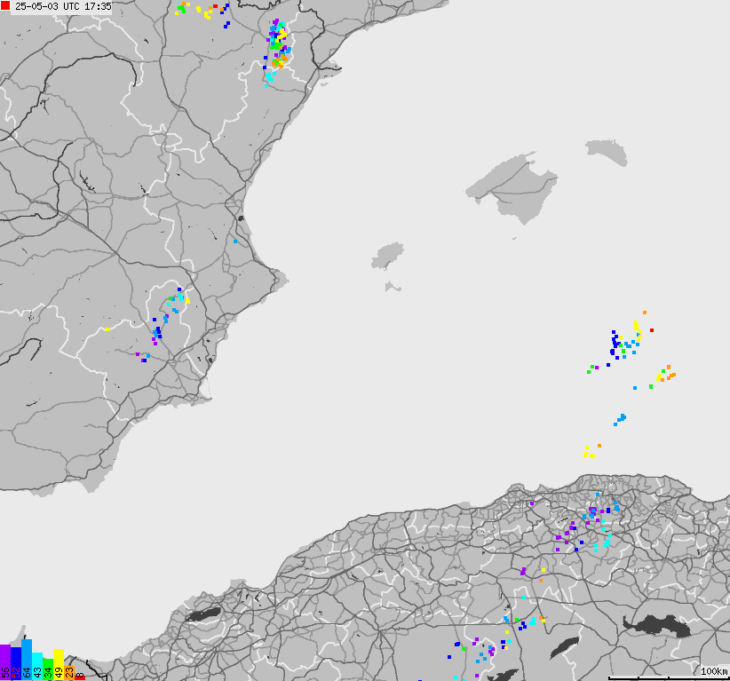 Map of lightnings Spain, Portugal