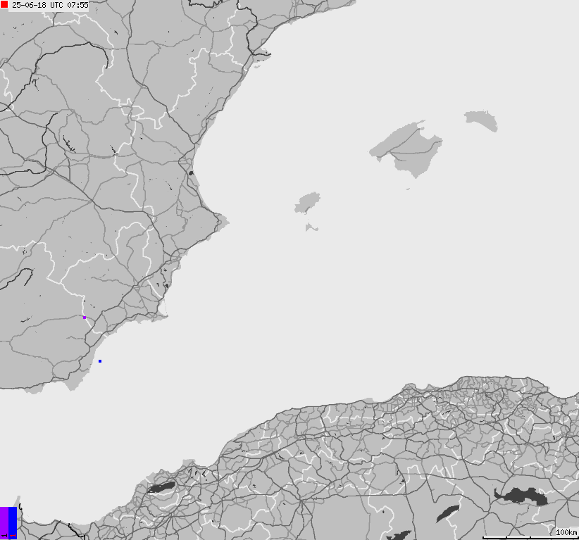 Map of lightnings Spain, Portugal