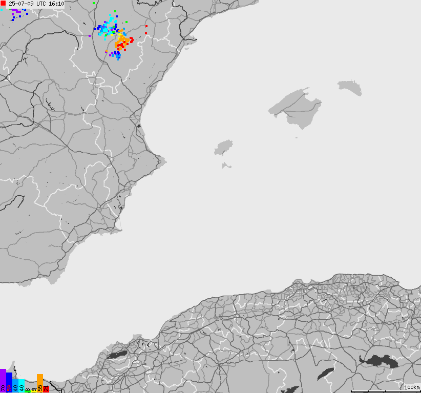 Map of lightnings Spain, Portugal