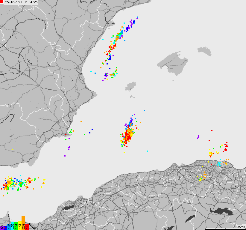 Map of lightnings Spain, Portugal