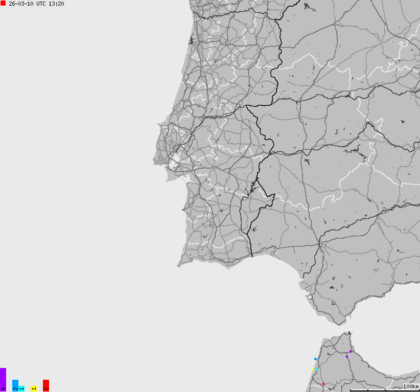 Map of lightnings Spain, Portugal