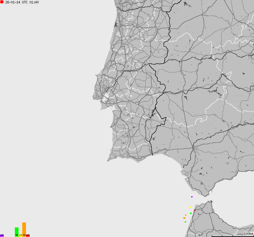 Map of lightnings Spain, Portugal