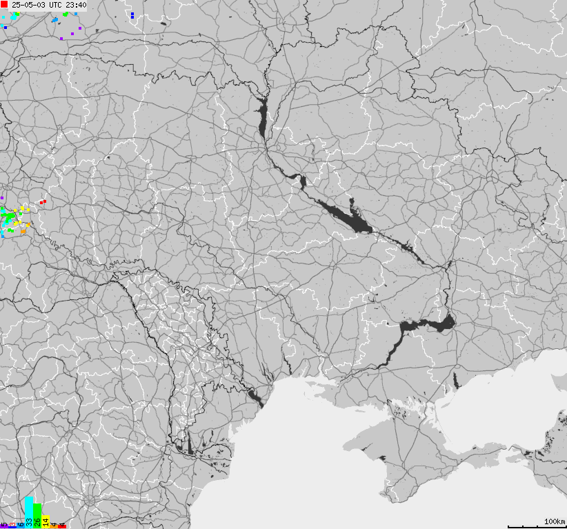 Mapa wyładowań atmosferycznych Ukrainy