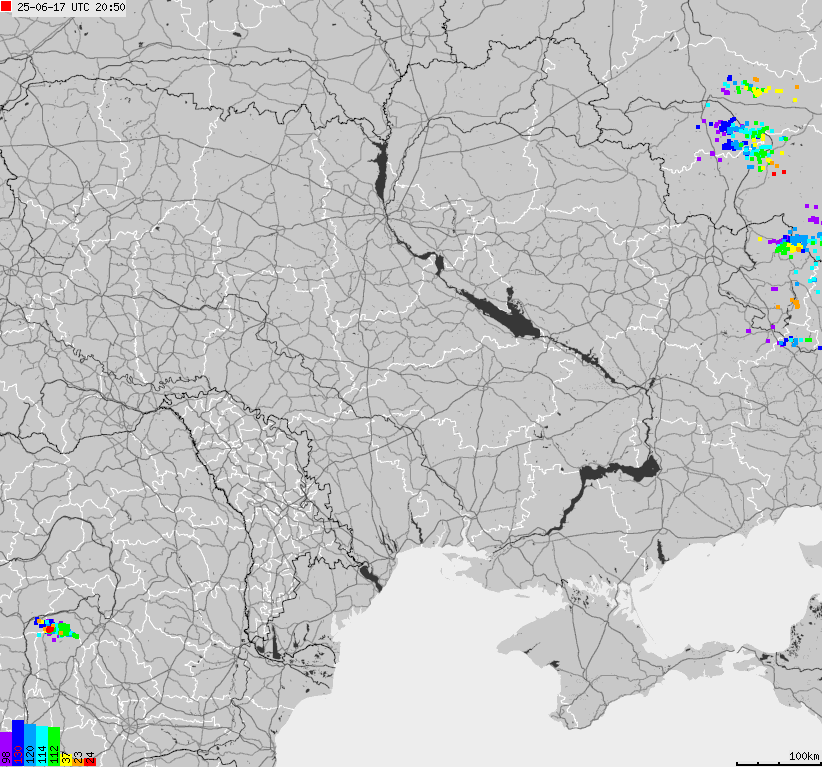 Mapa wyładowań atmosferycznych Ukrainy