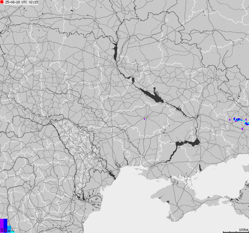 Map of lightnings Ukraine