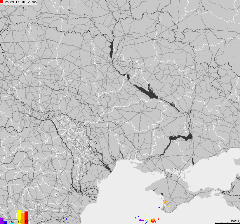 Map of lightnings Ukraine