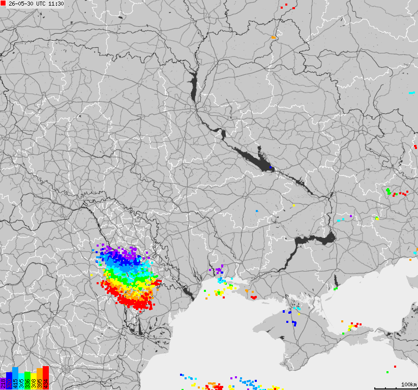 Map of lightnings Ukraine