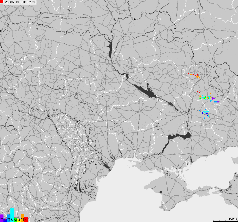Mapa wyładowań atmosferycznych Ukrainy
