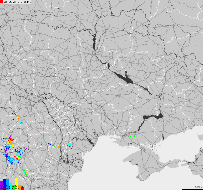 Mapa wyładowań atmosferycznych Ukrainy