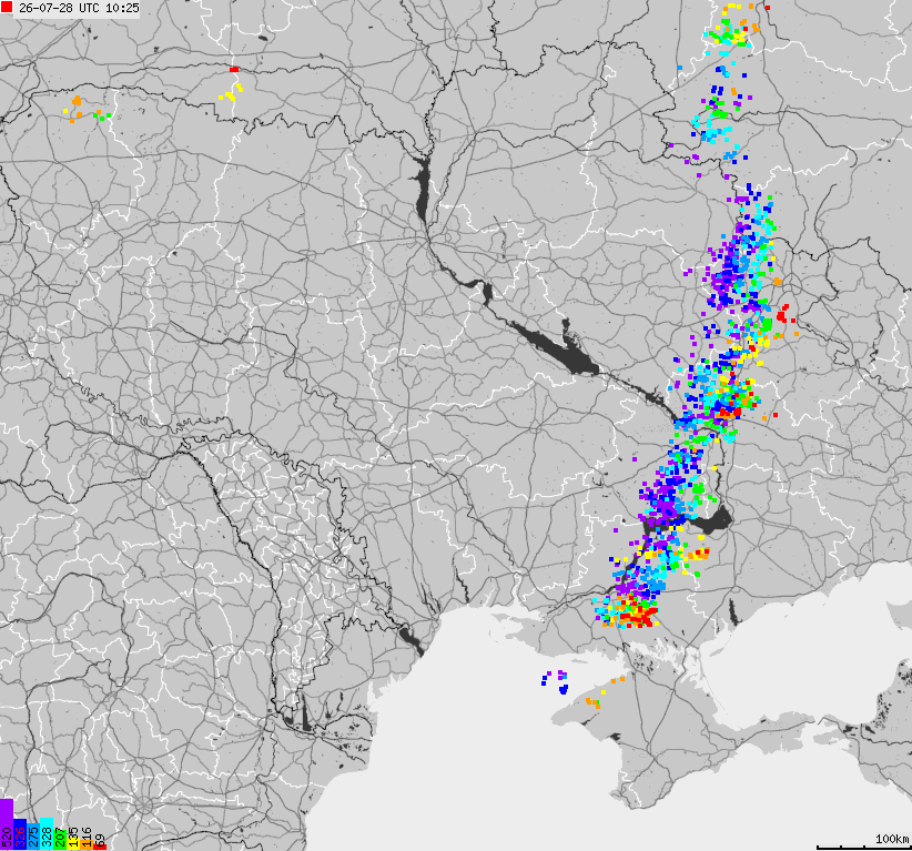 Map of lightnings Ukraine