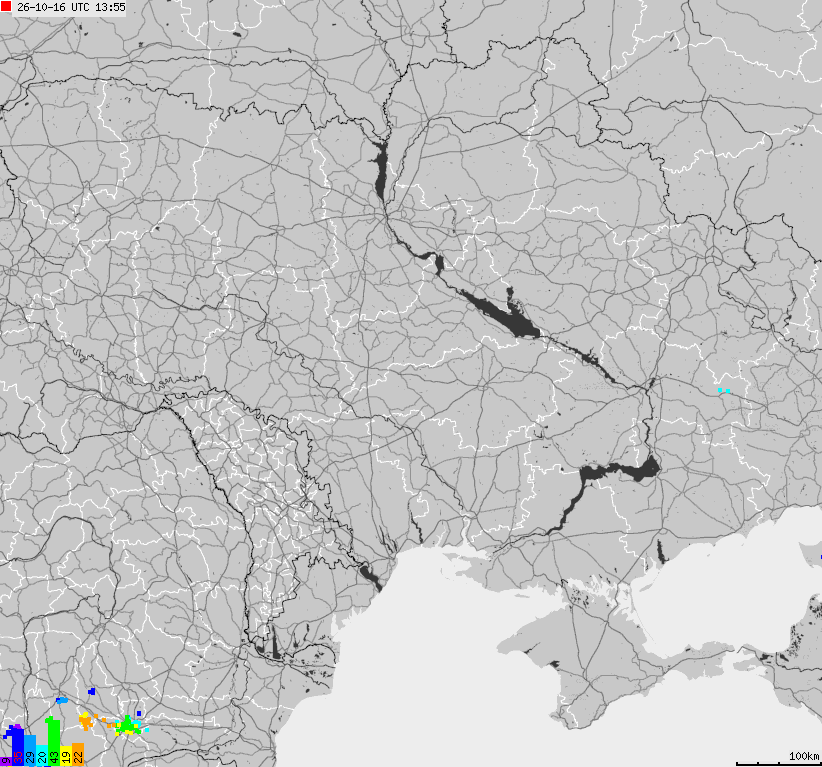 Mapa wyładowań atmosferycznych Ukrainy