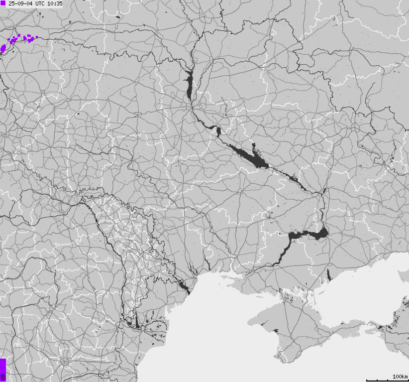 Mapa wyładowań atmosferycznych Ukrainy