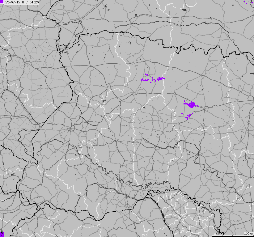 Mapa wyładowań atmosferycznych Ukrainy
