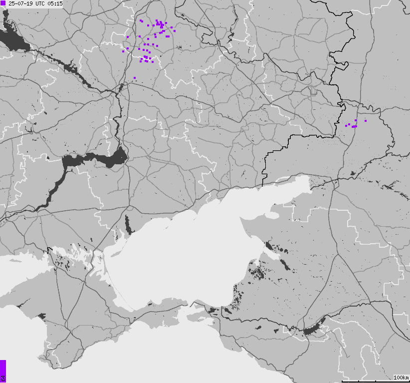 Mapa wyładowań atmosferycznych Ukrainy