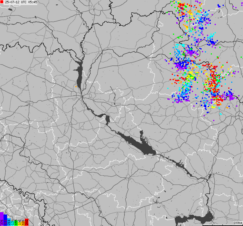 Map of lightnings Ukraine