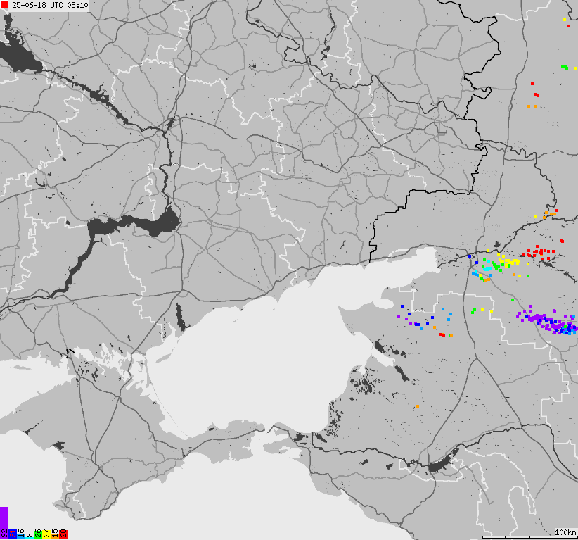 Map of lightnings Ukraine